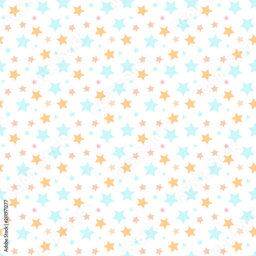 Funny colorful stars vector seamless pattern.
