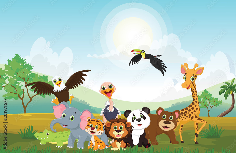 Obraz premium illustration of happy animal in the jungle