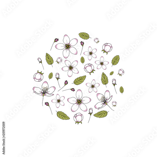 Vector floral circle for cards design.