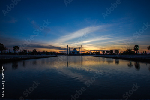 Landscape of beautiful sunset sky at Central Mosque, hat yai,Songkhla province, Southern of Thailand. © bangprik