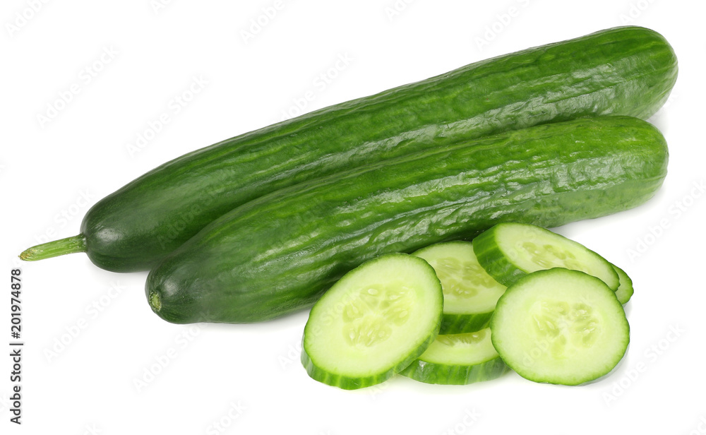 fresh cucumber slices isolated on white background fresh cucumber slices isolated on white background