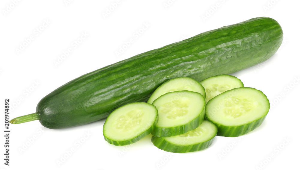 fresh cucumber slices isolated on white background fresh cucumber slices isolated on white background