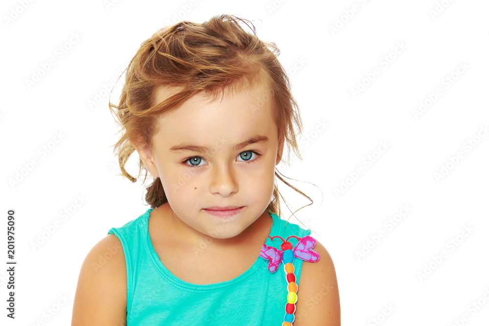 Portrait of a little girl close-up. Portrait of a little girl close-up.