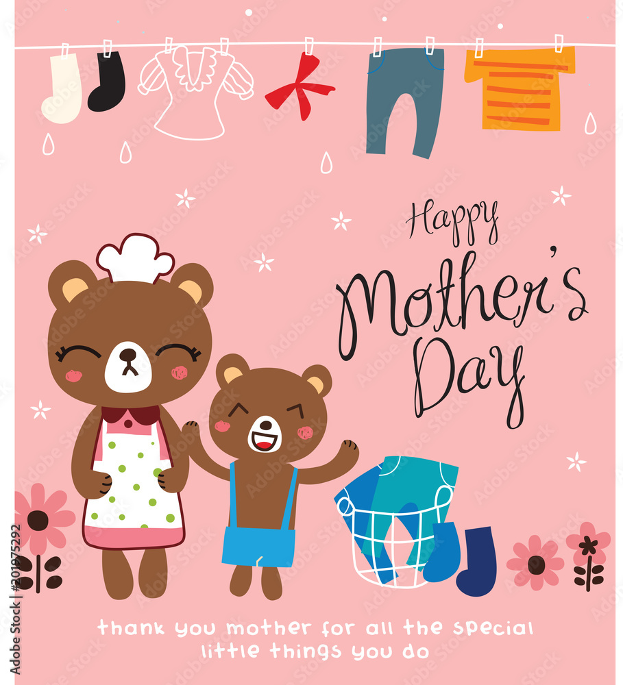 Naklejka premium cute illustrations for mother's day in cartoon style