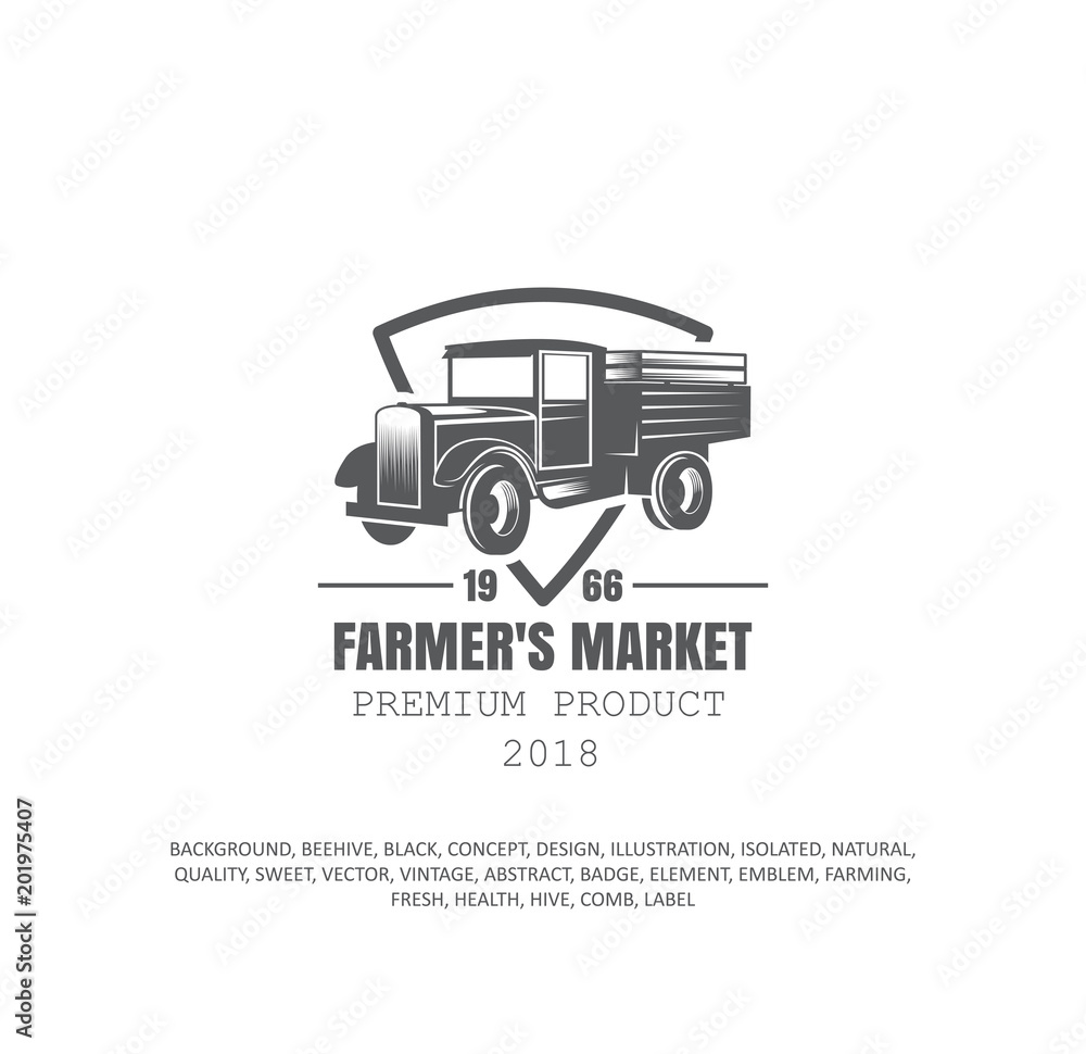 old truck, farmer's logo, agriculture icon
