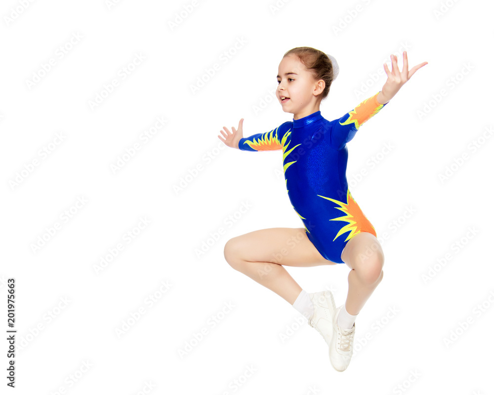 The gymnast performs a jump. The gymnast performs a jump.