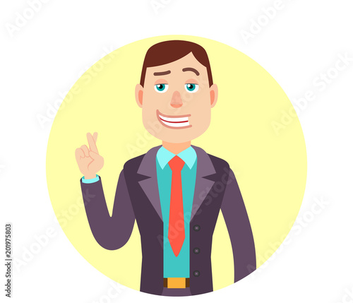 Businessman with crossed fingers