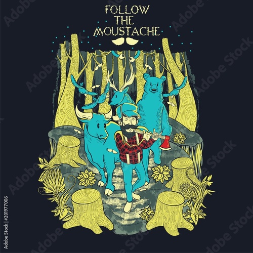 Follow The Moustache Illustration / Vector