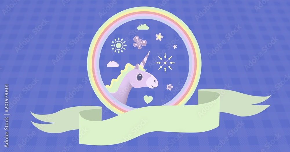 Obraz premium Unicorn rainbow circle banner