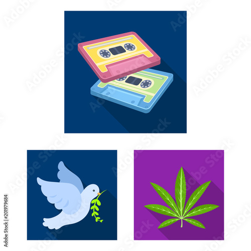 Happy and attribute flat icons in set collection for design. Happy and accessories vector symbol stock web illustration.