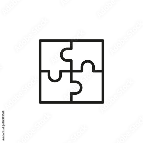 Puzzle with four parts line icon