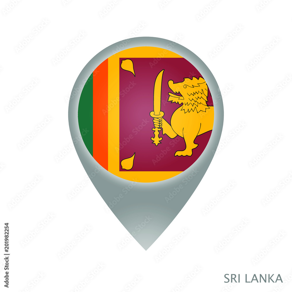 Map pointer with flag of Sri Lanka. Gray abstract map icon. Vector Illustration. Map pointer with flag of Sri Lanka. Gray abstract map icon. Vector Illustration.