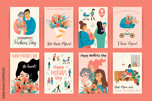 Happy Mothers Day. Vector templates.