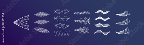 Sound waves set. Dynamic effect. Vector illustration.