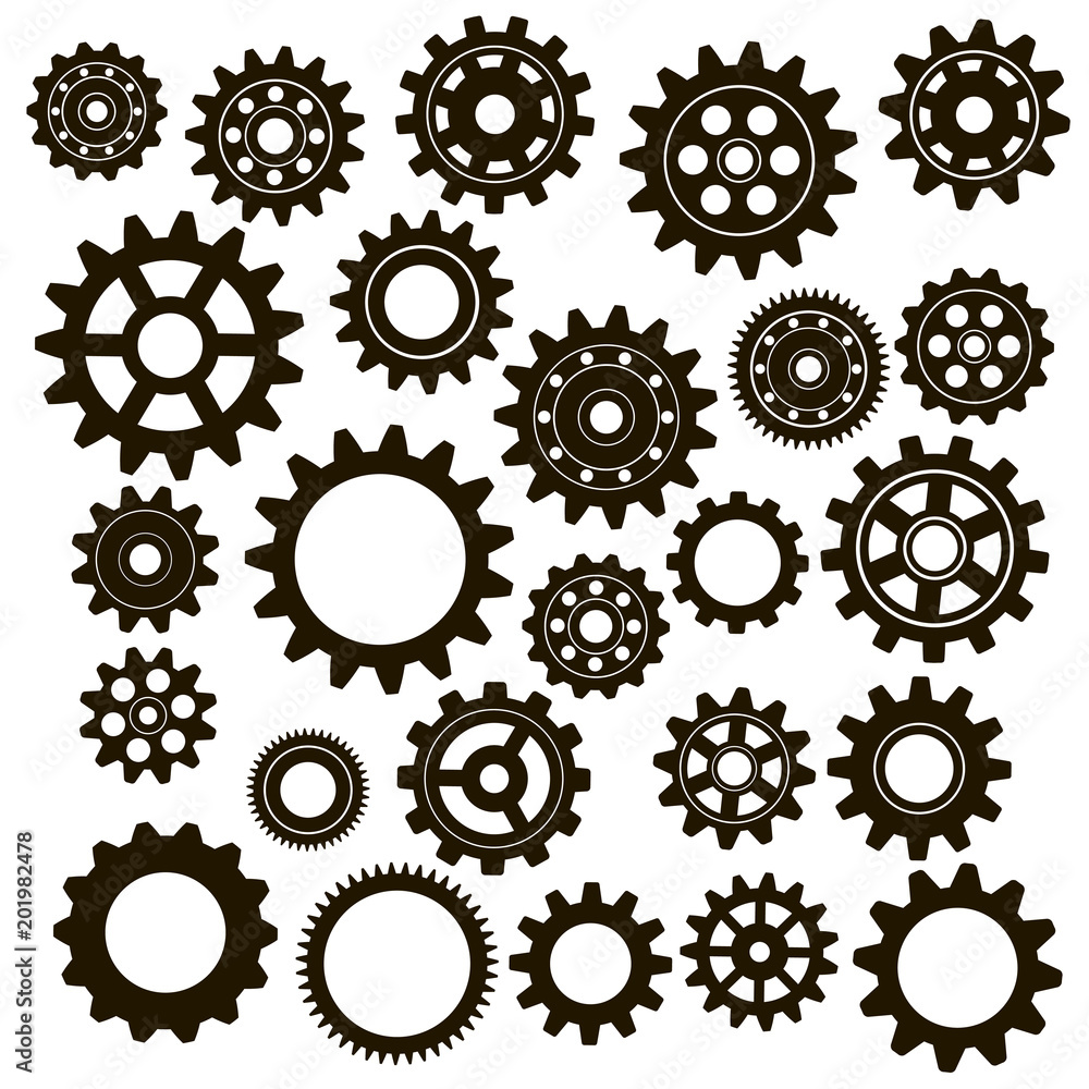 Set of gears on a white background. Vector icon. Set of gears on a white background. Vector icon.