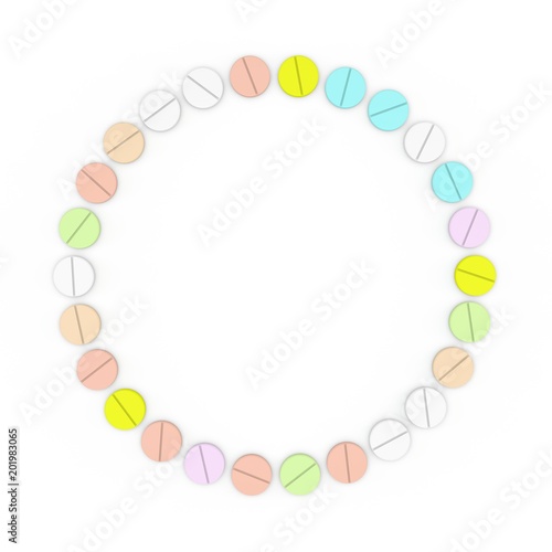 Color Pills frame. Isolated...