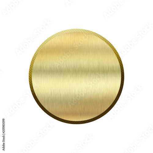 Metal badge in form of circle.