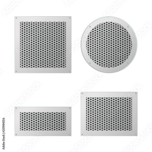 Set of exhaust and supply ventilation grilles. Ventilation and air conditioning system. Vector illustration.