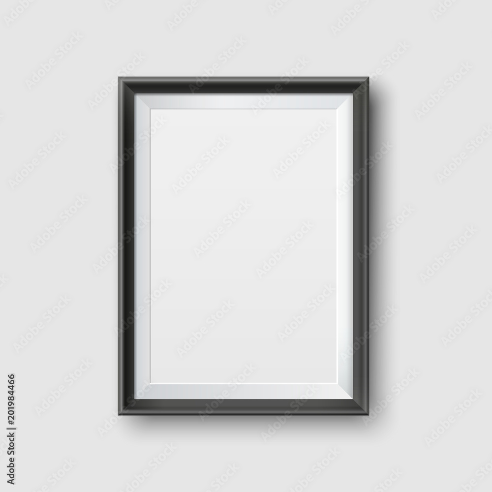Realistic Empty Black Picture Frame Mockup. Realistic empty black picture frame, isolated on a neutral gray background. Realistic Empty Black Picture Frame Mockup. Realistic empty black picture frame, isolated on a neutral gray background.