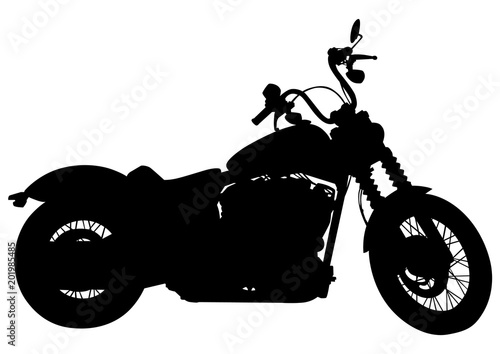 Girl and sport motor bike on white background