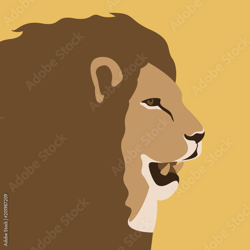 Fototapeta Naklejka Na Ścianę i Meble -  lion  vector illustration flat style profile side