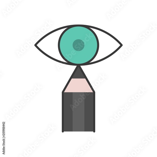 Pencil eyeliner and eye, simple thin line icon