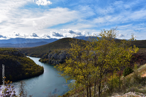 Beautiful panoramic view at river canyon Cetina in Croatia