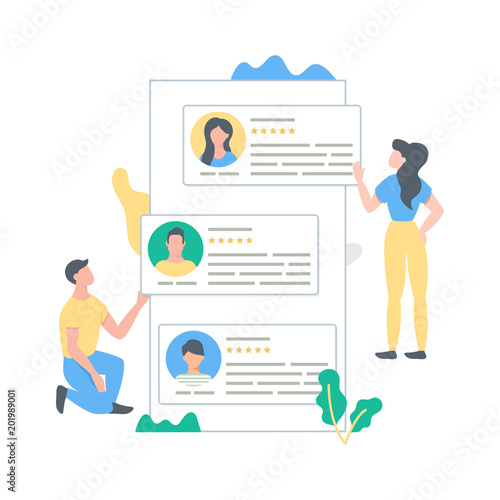 User reviews and feedback building process concept vector illustration