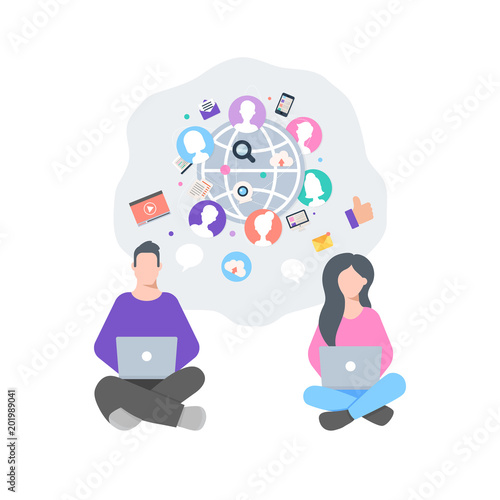 Social network and social media marketing concept vector illustration