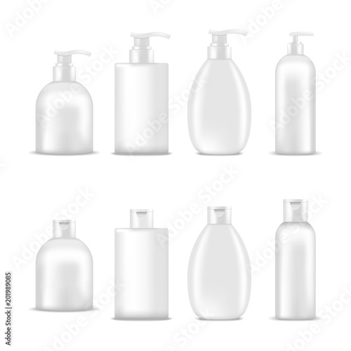 Cosmetic bottles of cream, shampoo, gel, lotion. Mock up, cosmetic package