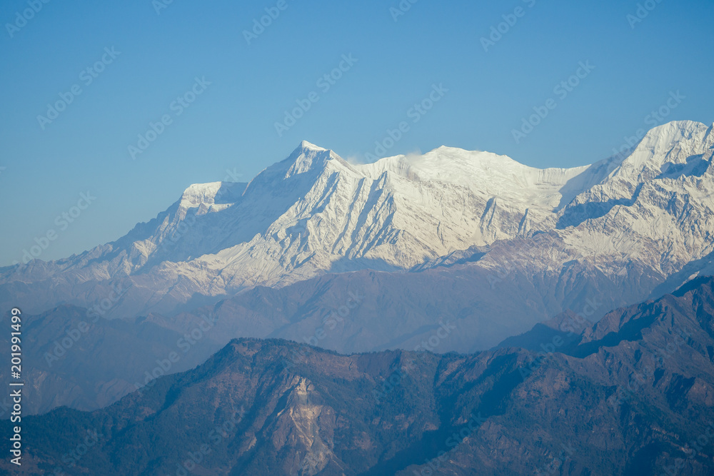 beautiful view of the landscape of the Himalayan mountains. Snow-covered mountain peaks. trekking concept in the mountains beautiful view of the landscape of the Himalayan mountains. Snow-covered mountain peaks. trekking concept in the mountains
