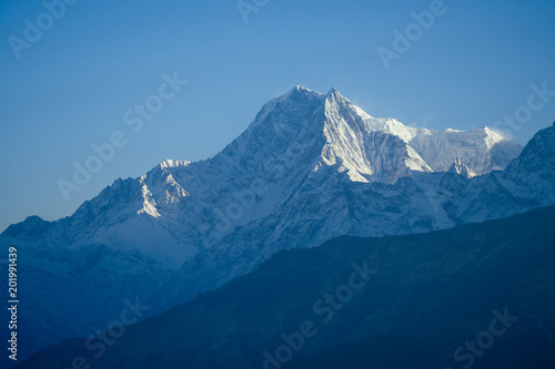 Fototapeta Naklejka Na Ścianę i Meble -  beautiful view of the landscape of the Himalayan mountains. Snow-covered mountain peaks. trekking concept in the mountains