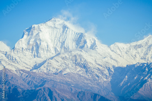 beautiful view of the landscape of the Himalayan mountains. Snow-covered mountain peaks. trekking concept in the mountains © yurakrasil