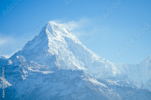 beautiful view of the landscape of the Himalayan mountains. Snow-covered mountain peaks. trekking concept in the mountains photo