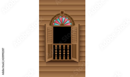 A beautiful traditional wooden Malay style village house. 