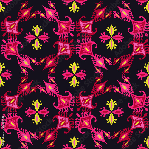 Ethnic boho seamless pattern. Traditional ornament. Geometric background. Folk motif. Textile rapport.