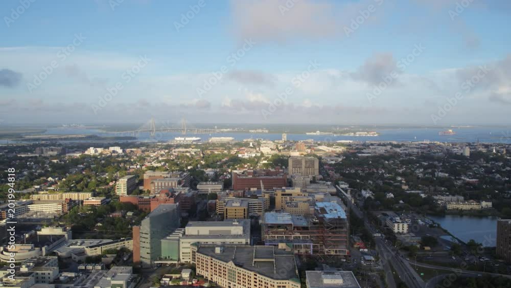 South Carolina Charleston Aerial v119 Traversing cityscape view 10/17 South Carolina Charleston Aerial v119 Traversing cityscape view 10/17