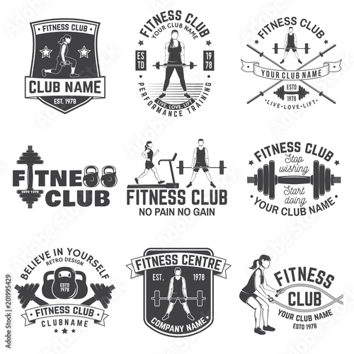 Fitness club badges. Vector. For fitness centers emblems, gym signs and others.