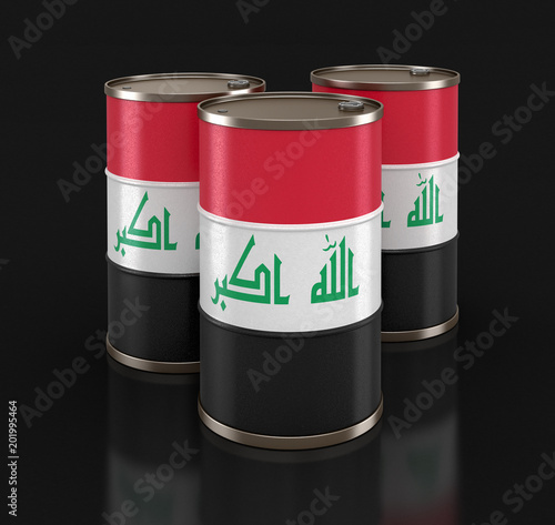 Oil barrel with flag of Iraq. Image with clipping path