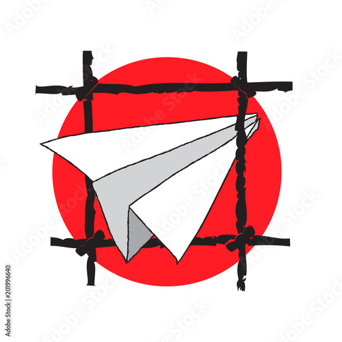 vector paper plane, telegram blocked symbol