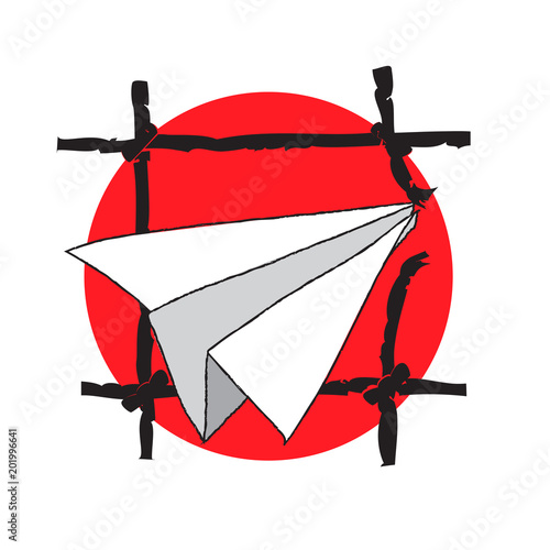 vector paper plane, telegram blocked symbol