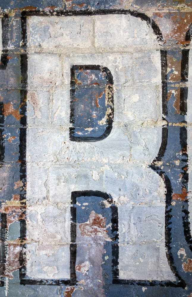 Written Wording in Distressed State Typography Found Letter R 