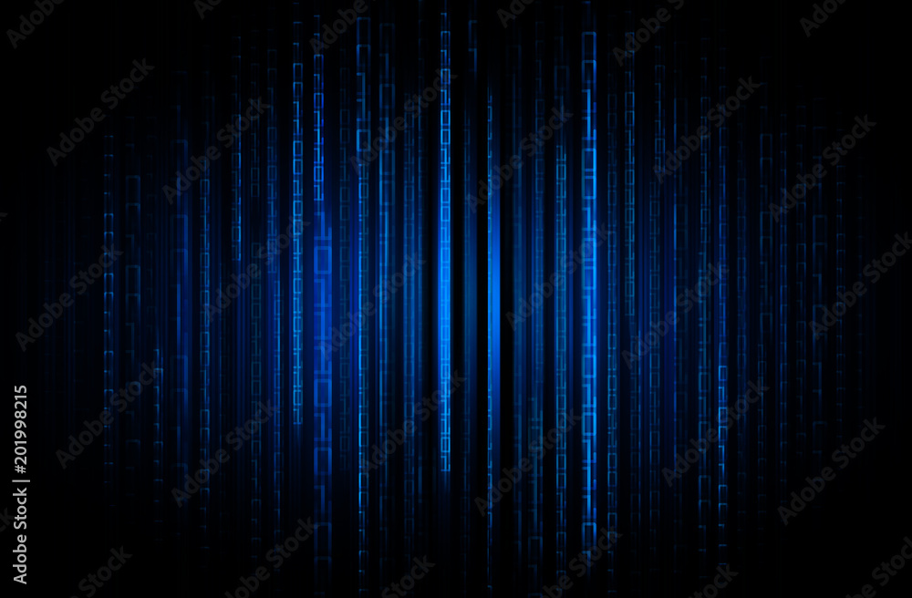 binary circuit board future technology, blue cyber security concept background, abstract hi speed digital internet.motion move blur.