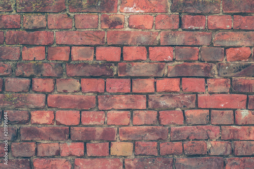  Wall of old red brick