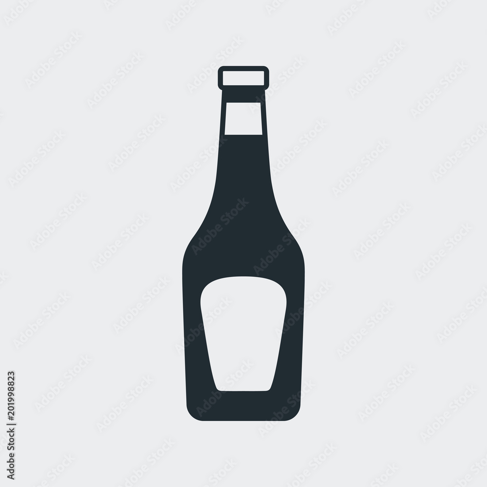 Icono plano botella de cristal de ketchup en fondo gris Icono plano botella de cristal de ketchup en fondo gris