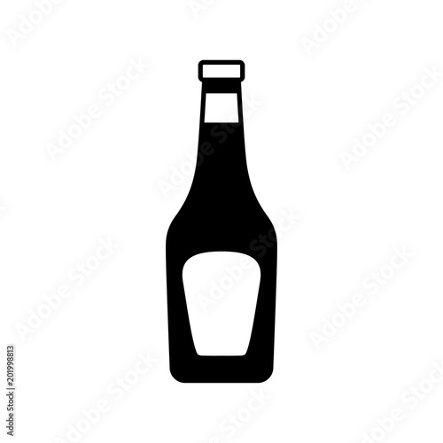Icono plano botella de cristal de ketchup en color negro