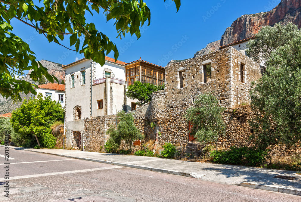 The Leonidio town in Peloponnese, Greece on a sunny summer day