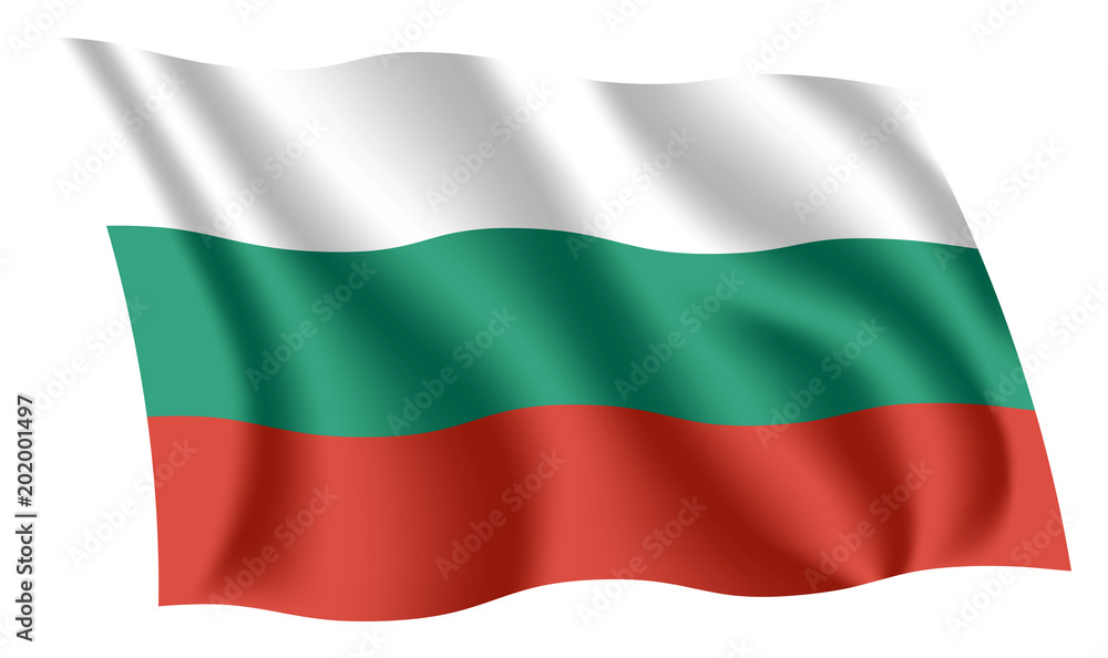 Bulgaria flag. Isolated national flag of Bulgaria. Waving flag of the Republic of Bulgaria. Fluttering textile bulgarian flag. Bulgaria flag. Isolated national flag of Bulgaria. Waving flag of the Republic of Bulgaria. Fluttering textile bulgarian flag.