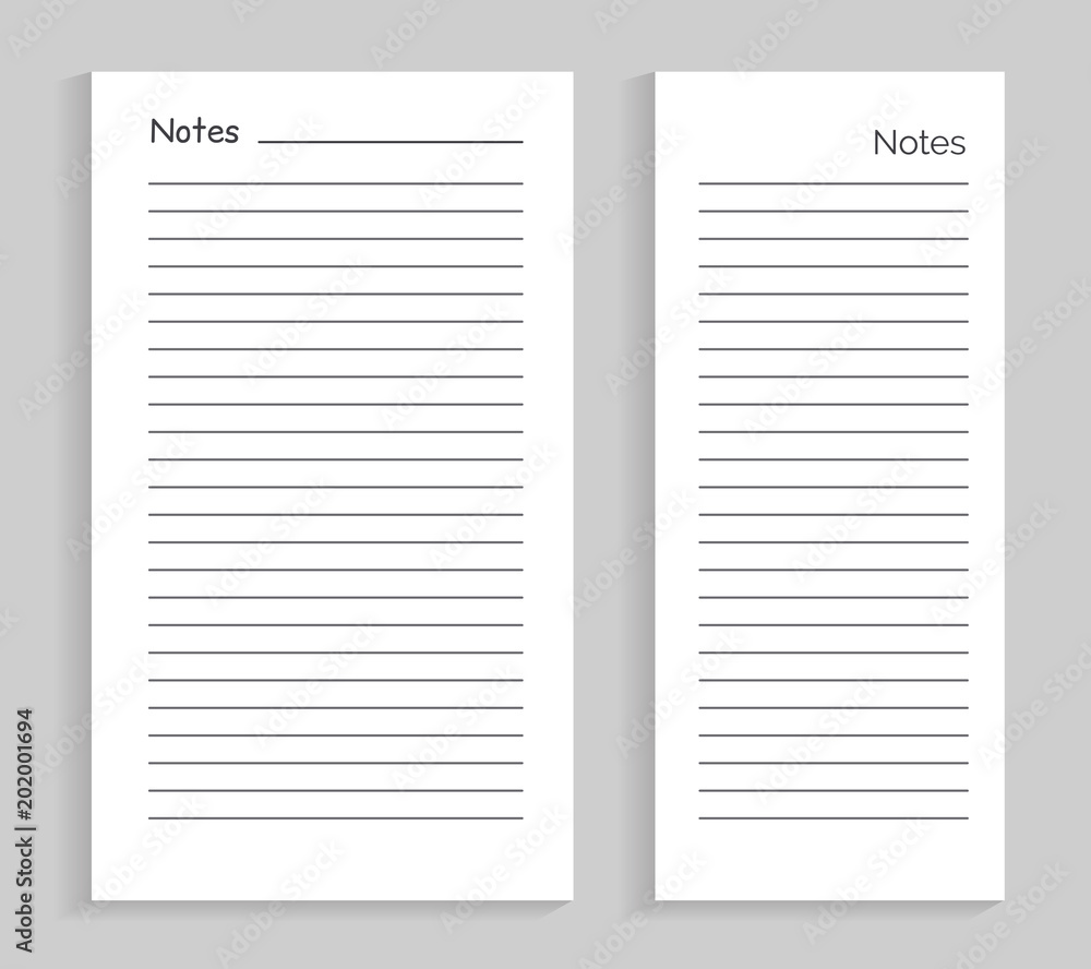 Notes Empty Sheet Images Set Vector Illustration Notes Empty Sheet Images Set Vector Illustration