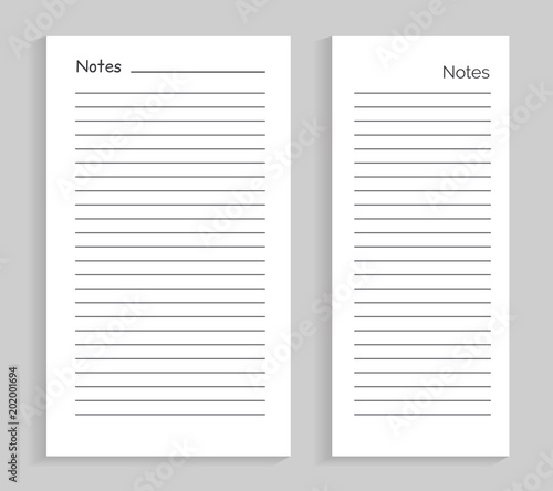 Notes Empty Sheet Images Set Vector Illustration